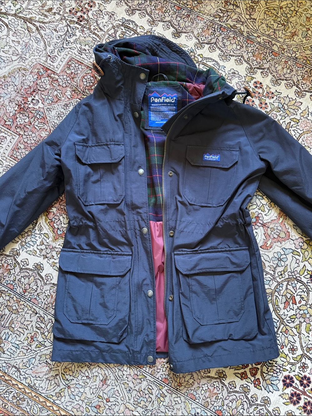 Penfield Navy Field Jacket with Tartan Lining women’s small